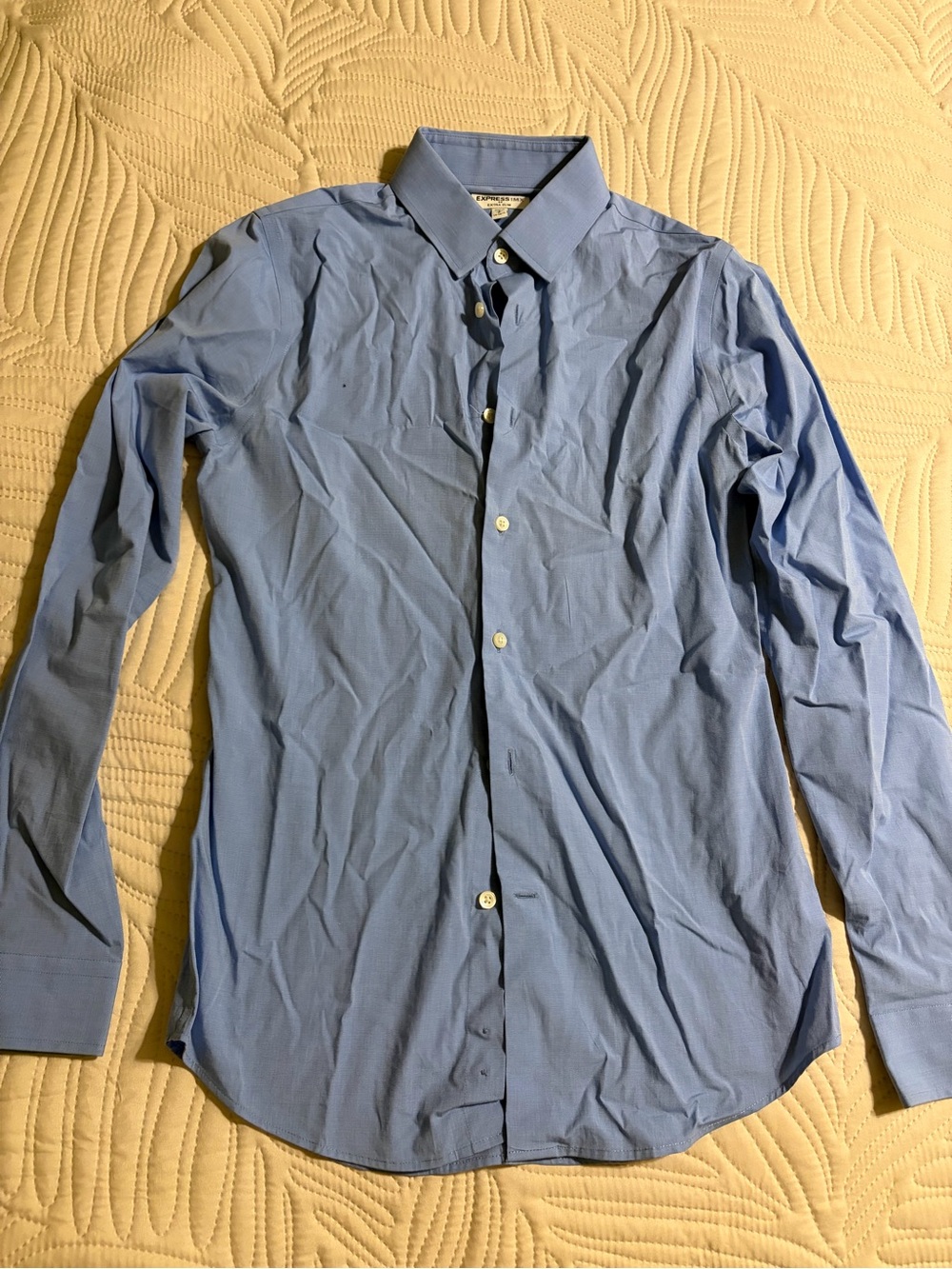 Express Men's Light Blue Dress Shirt - Classic Button-Front
